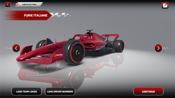 f1方程式赛车车型选择界面