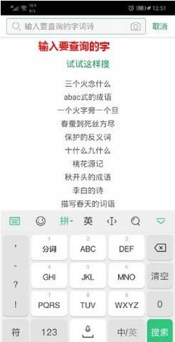 搜索框输入目标汉字操作截图