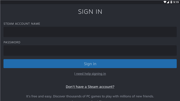 Steam手机版登录界面