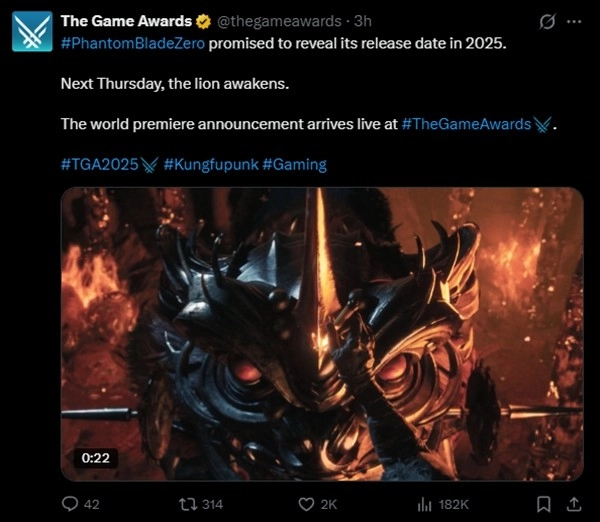 《影之刃零》定档TGA！2025年TGA会公布其发售日期