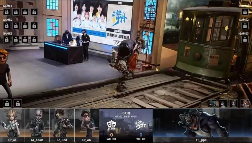 第五人格IVL赛事中，Gr_Jin操控破轮完成关键击倒，带领队伍逆风翻盘，最终豪取四抓锁定胜局！