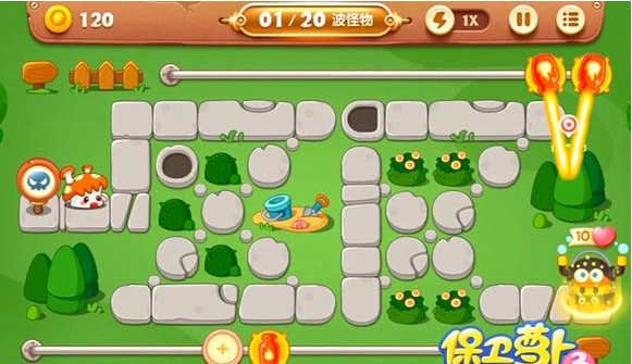 保卫萝卜3公园场景第三关获取金萝卜的通关技巧
