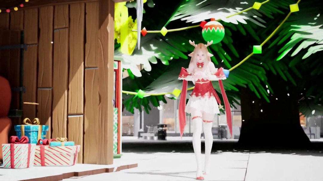 《女巨人游乐场》圣诞版本焕新造型 白袜红高跟鞋肆虐城市景观