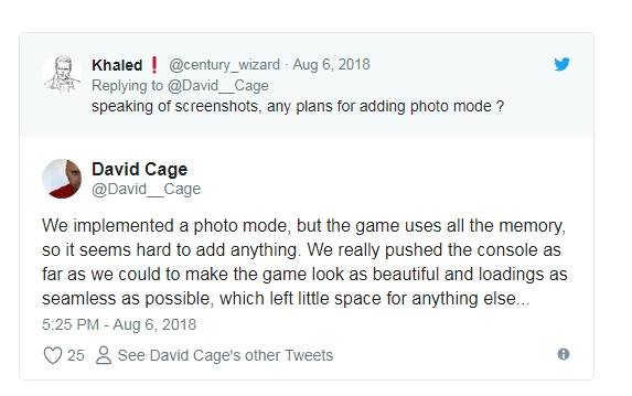 官方确认因机能限制，《底特律：变人》照相模式已取消