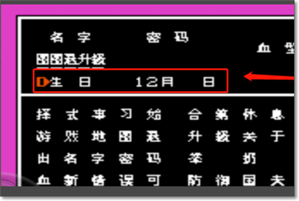 热血格斗传说汉化版角色生日设置界面