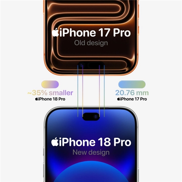 iPhone 18 Pro和17 Pro对比：灵动岛成功瘦身 史上首次出现