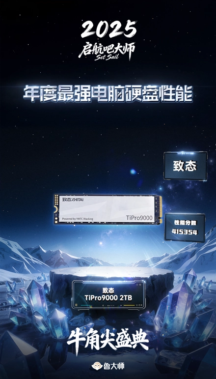 致态TiPro9000斩获鲁大师奖项，荣膺2025年度电脑硬盘性能桂冠