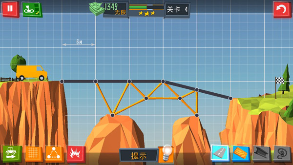 桥梁建造者第四关三星通关布局示意图
