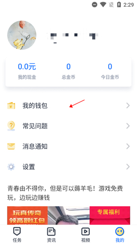 趣打字我的钱包页面截图
