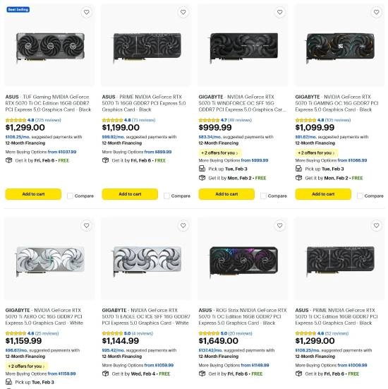 等等党这次栽了！RTX5070Ti的实际售价竟然比5080的建议零售价还高