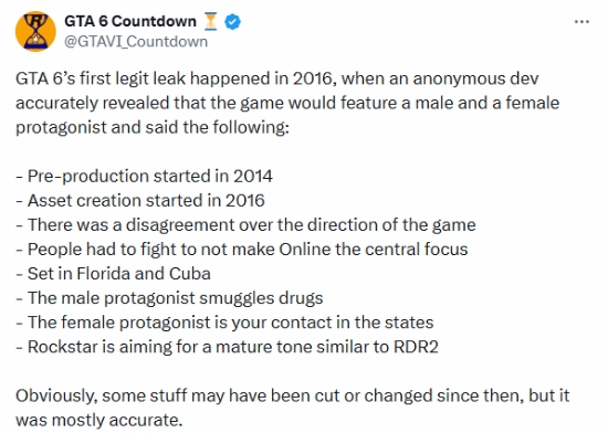 有博主深挖发现：GTA6的首次泄露居然发生在2016年！