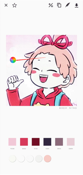 观色配色图片取色操作截图，显示色环拖动取色过程
