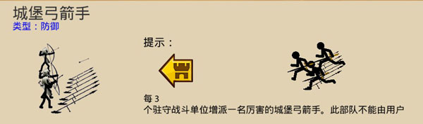火柴人战争遗产无敌版绿色钥匙城堡弓箭手在城垛上射箭防御的画面