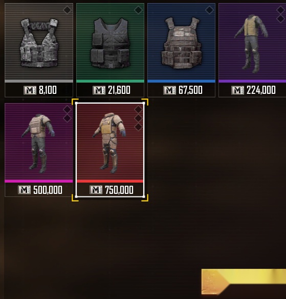 PUBG MOBILE地铁逃生模式装备品级对比图