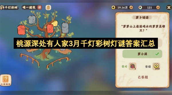 桃源深处有人家3月千灯彩树灯谜答案合集