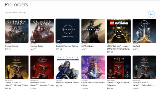 PS5平台上，Xbox《星空》卖疯了！其预售情况仅排在《红沙》之后