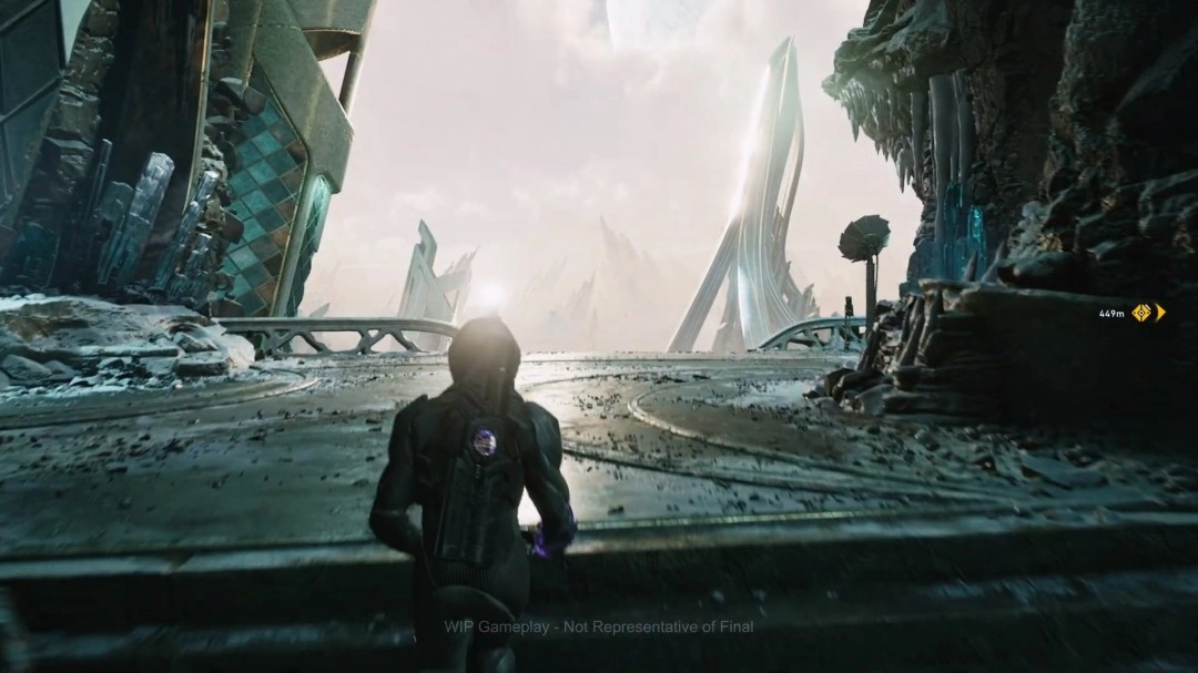 类似《质量效应》的游戏《大迁离》放出30秒实机视频 展现俯瞰千年冰封遗迹的画面