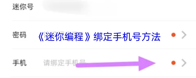 《迷你编程》中绑定手机号的方式