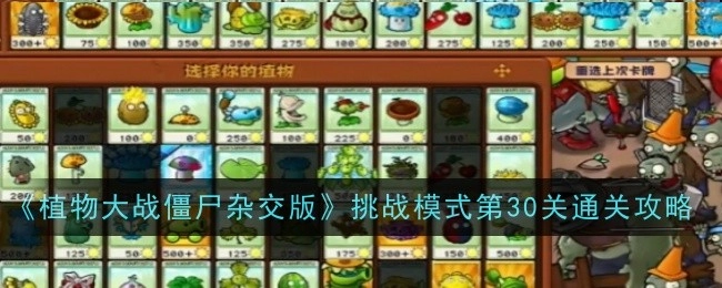 《植物大战僵尸杂交版》挑战模式第三十关通关指南
