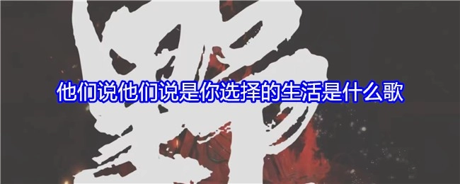 有人说，有人讲是你选择的生活，这是什么歌呢