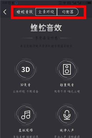 音效设置选项页面示意图
