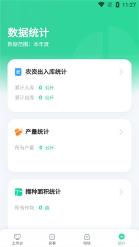 神农口袋产量统计界面
