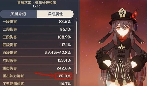 原神中胡桃释放重击会消耗多少体力？