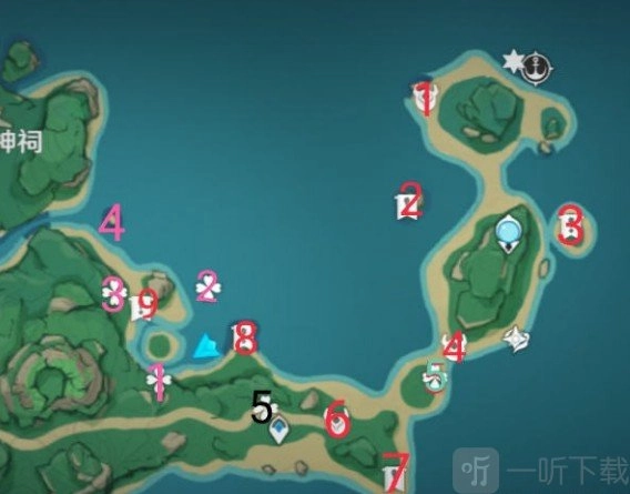 《原神2.2鹤观岛全宝箱收集指南原神2.2版本雷神瞳分布位置汇总》