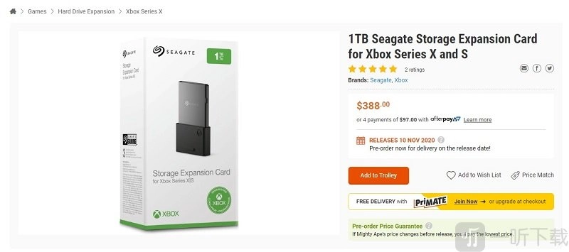 XboxSeriesX/S1TB固态存储卡售价竟达260美元，这一价格约为XSX价格的一半。