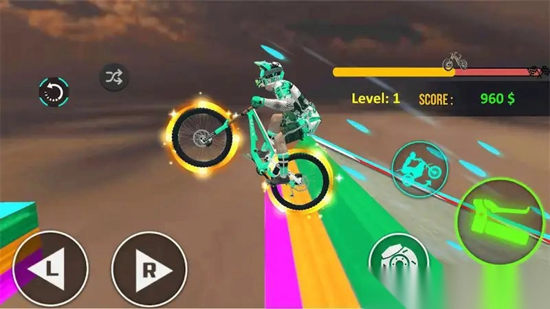 坡道自行车特技骑手