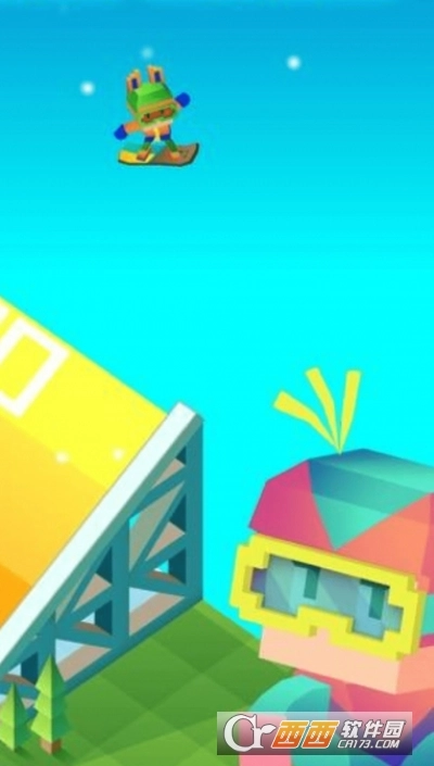 像素方块滑雪