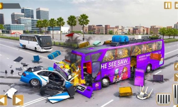 3D高速公路巴士碰撞模拟器双人闯关
