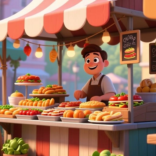 快餐店制作汉堡